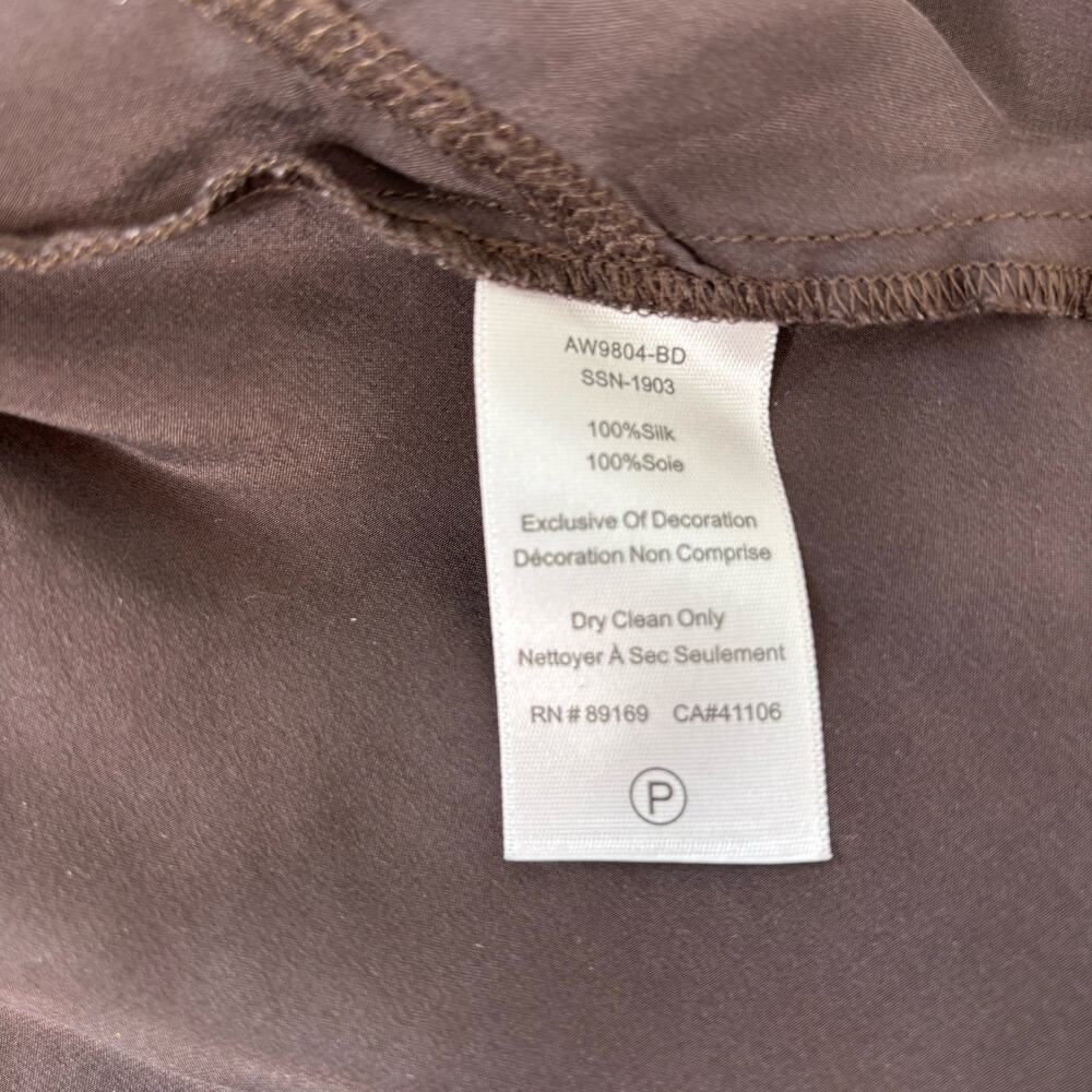 ATM Melillo Brown Satin Silk Bias Cut Midi Skirt M - Picture 3 of 12